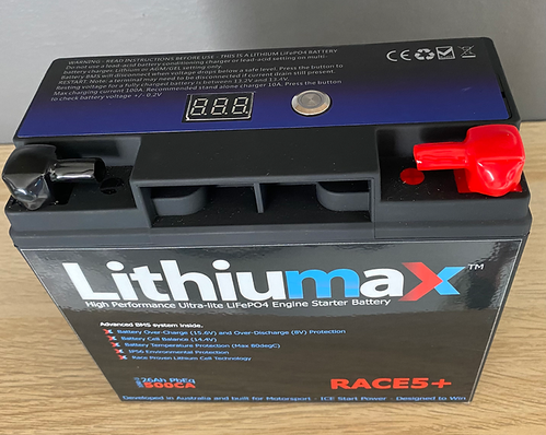 Lithiumax RACE5+ LCD 500CA ULTRA-LITE Engine Starter Battery